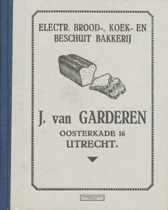 716176 Voorzijde van een ‘Contrôle-Boekje’ van J. van Garderen, Electrische Brood-, Koek en Beschuit Bakkerij, ...